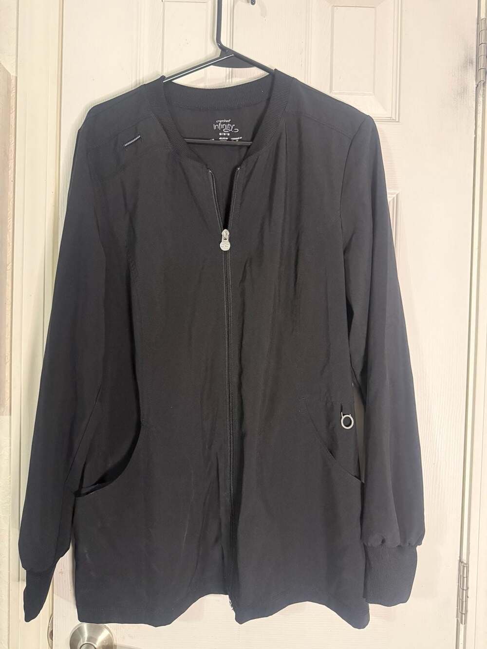 Cherokee Infinity Zip Front Warm-Up Scrub Jacket Black Medium CK370A